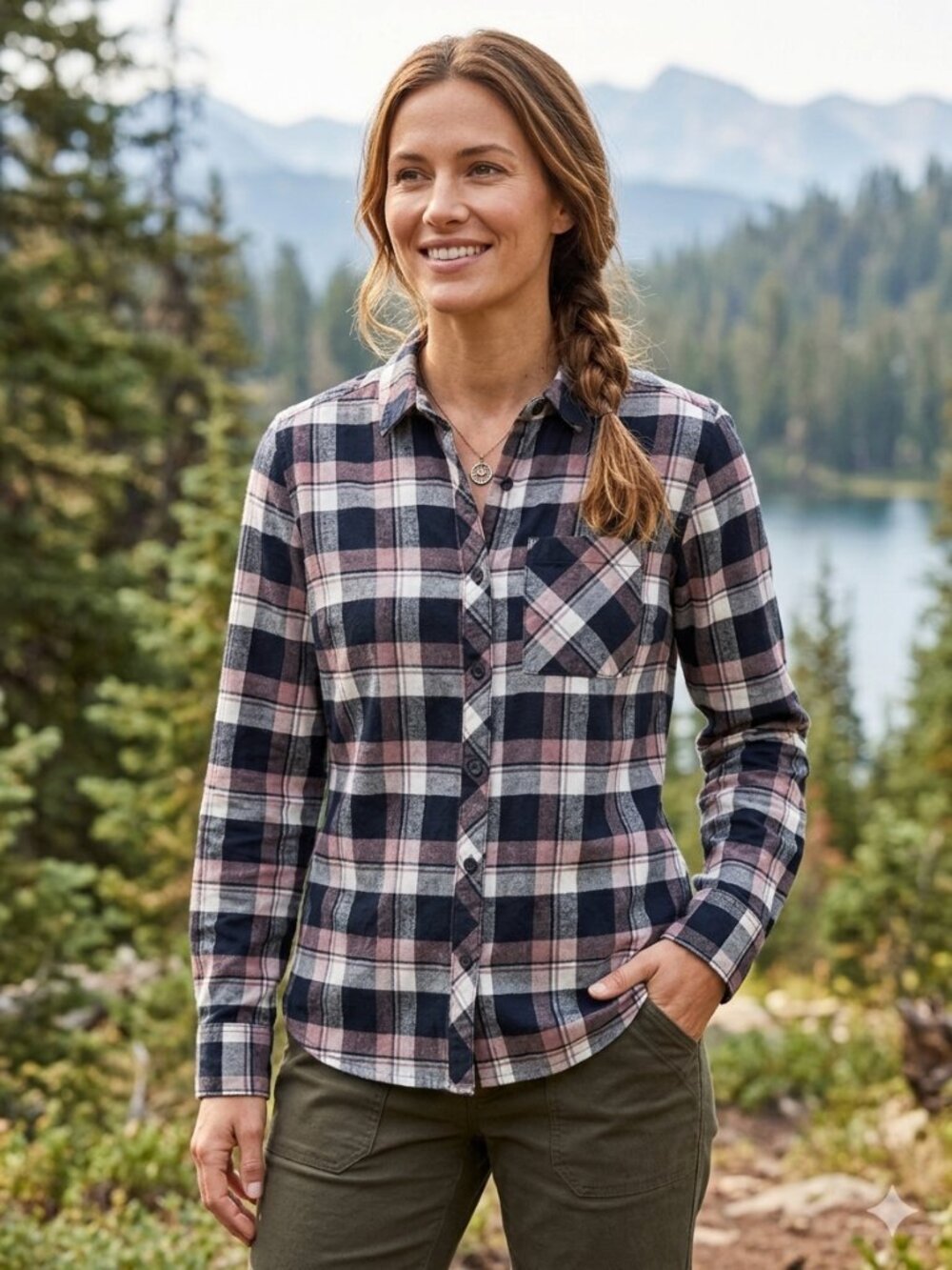 Orvis Classic Collection Women's Plaid Flannel‎ Button Down Shirt Size Small